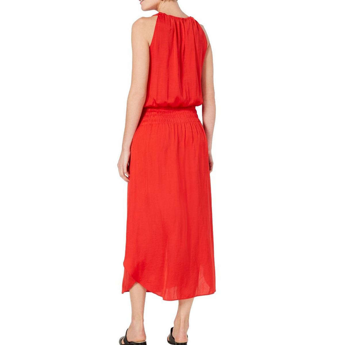 ALFANI NEW Women/'s Smocked-waist Satin Blouson Midi A-Line Dress TEDO