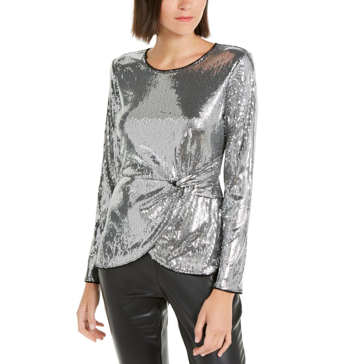 INC NEW Women/'s Twisted-front Sequined Party Blouse Shirt Top TEDO