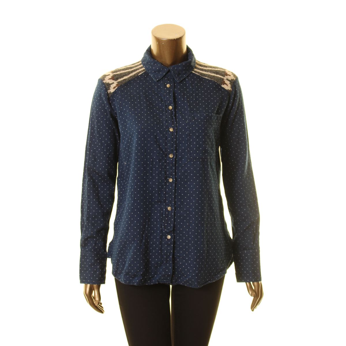 FREE PEOPLE NUEVA Camisa Prenda para Mujer Tejida en la Espalda con Puntos con Botones TEDO - Imagen 3 de 6