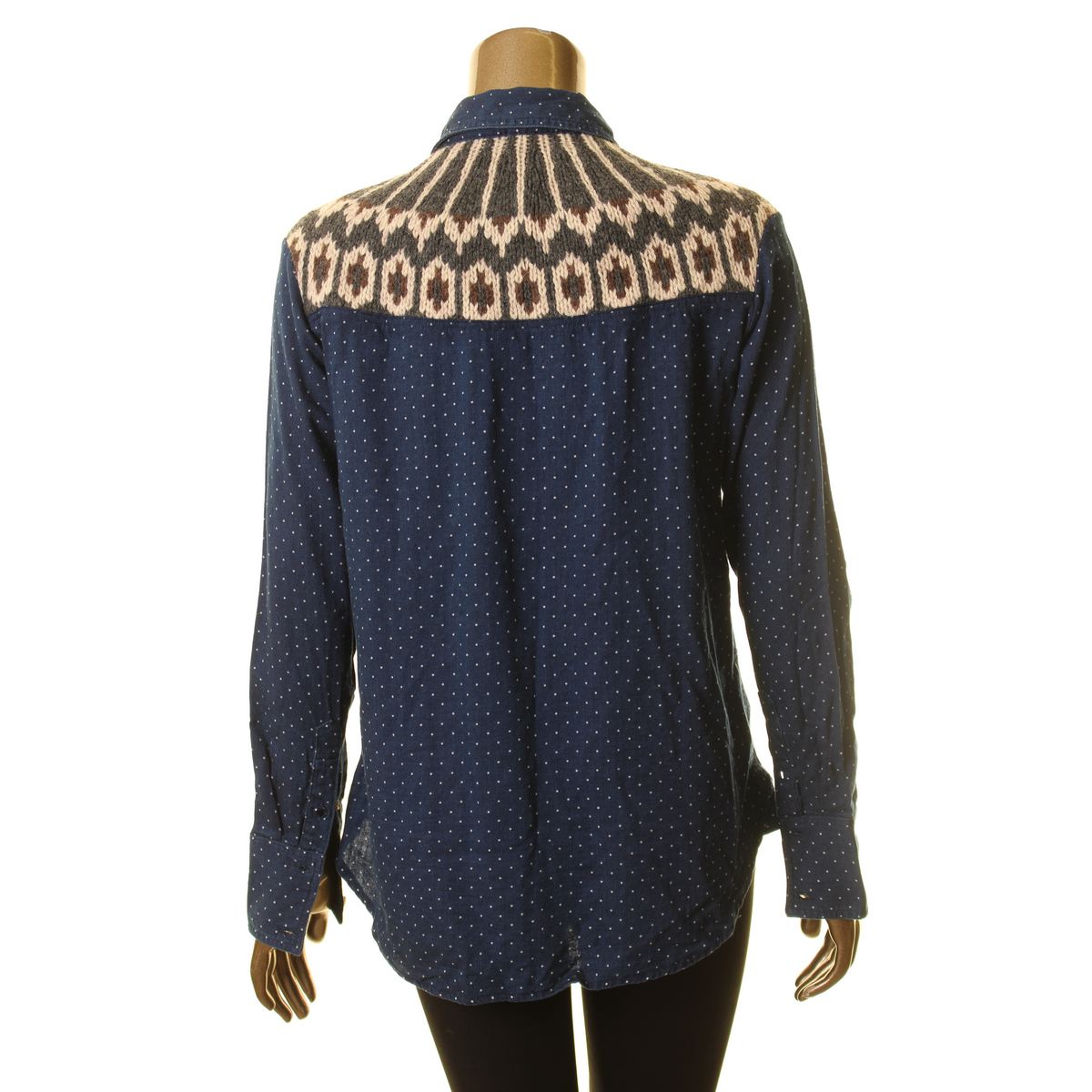 FREE PEOPLE NUEVA Camisa Prenda para Mujer Tejida en la Espalda con Puntos con Botones TEDO - Imagen 4 de 6