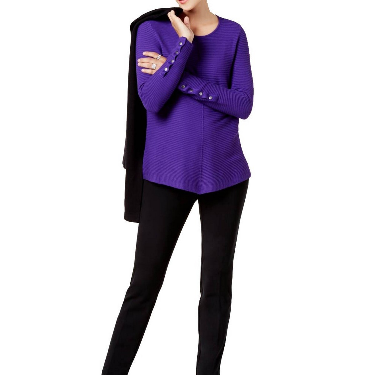 ALFANI NEU geripptes Damen-Pullover-Oberteil Rundhalsausschnitt TEDO - Bild 1 von 4