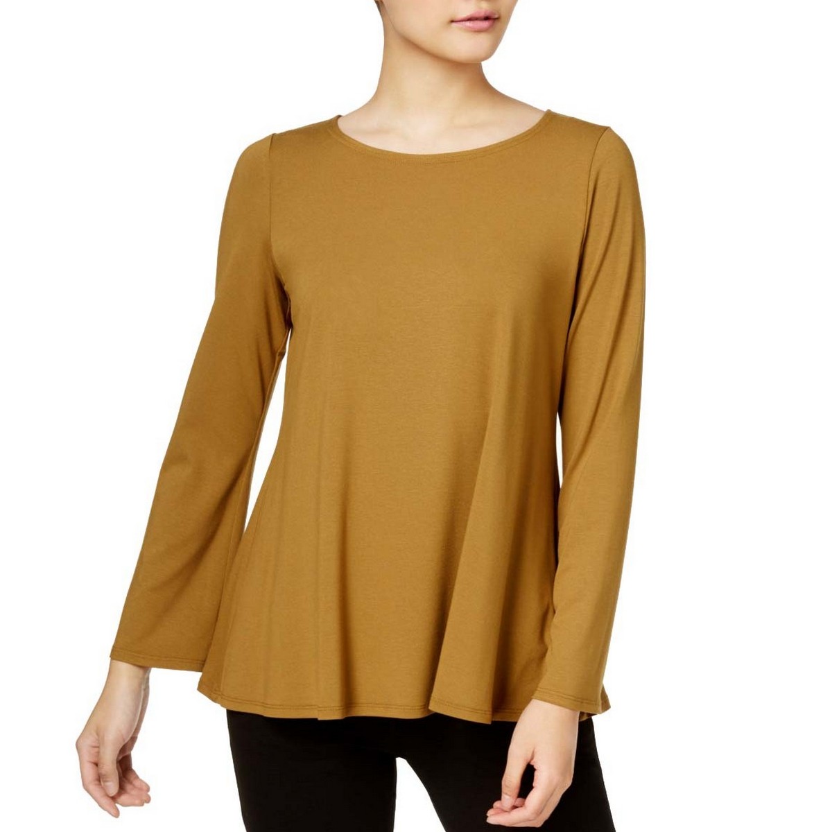 EILEEN FISHER NEW Women's Gold Leaf Jersey Blouse Shirt Top XXS TEDO | eBay