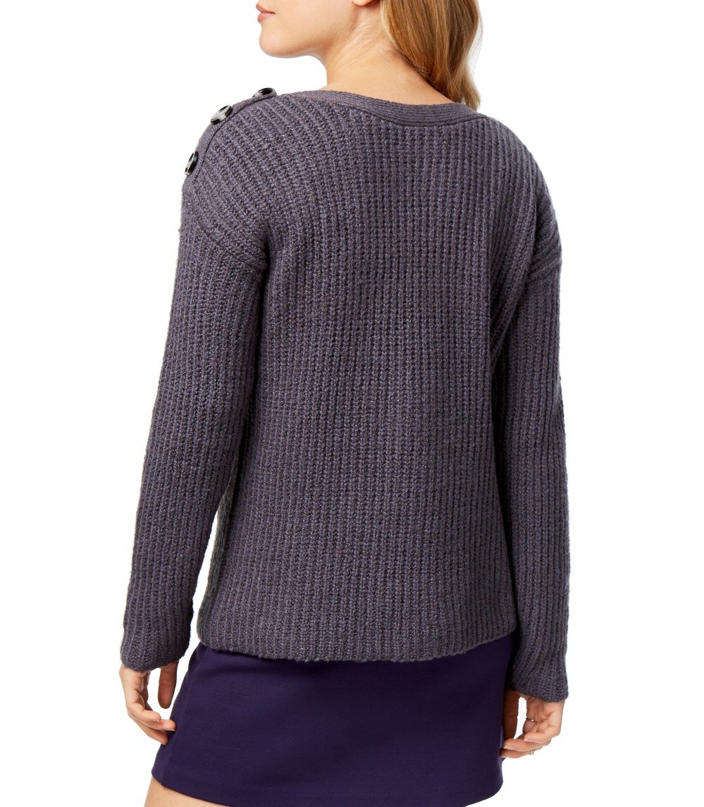 KENSIE NEW Women's Punk-yarn Button Shoulder Boat Neck Sweater Top TEDO - Picture 4 of 5