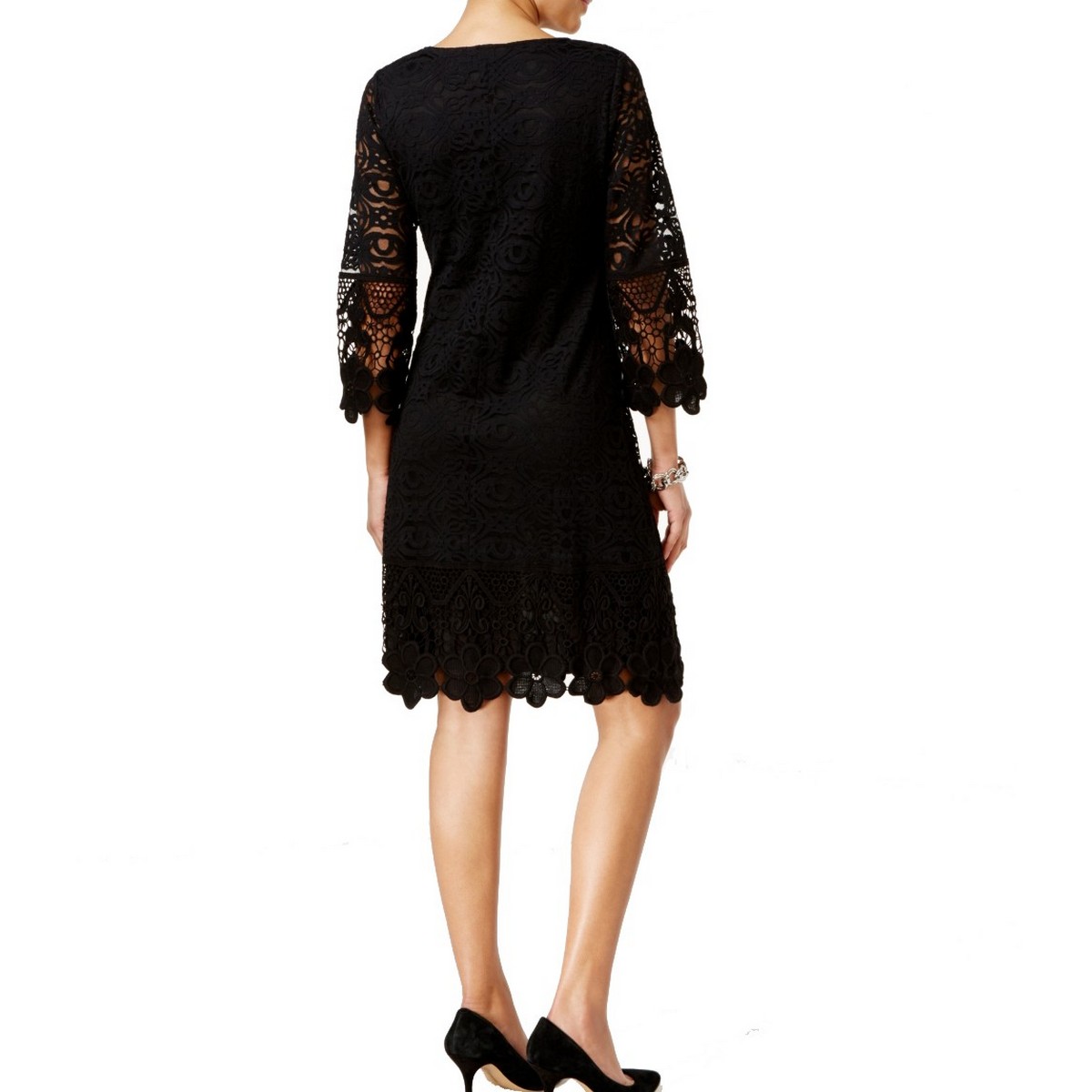 ALFANI NEW Women/'s Trumpet-sleeve Crochet Sheath Dress TEDO