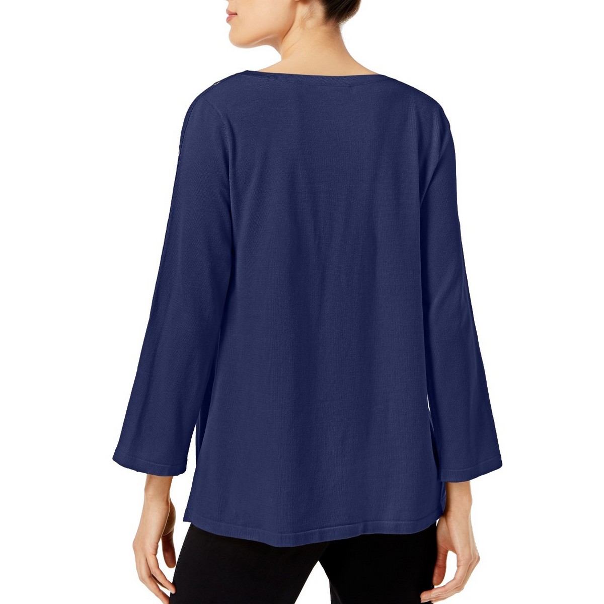 ALFANI NEW Women's Embellished Jewel Neck Pullover Sweater Top TEDO - Picture 4 of 6
