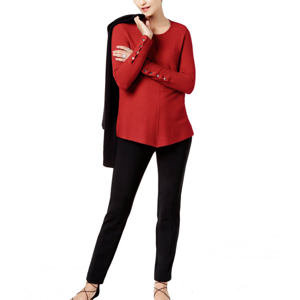 ALFANI NEU geripptes Damen-Pullover-Oberteil Rundhalsausschnitt TEDO - Bild 4 von 4
