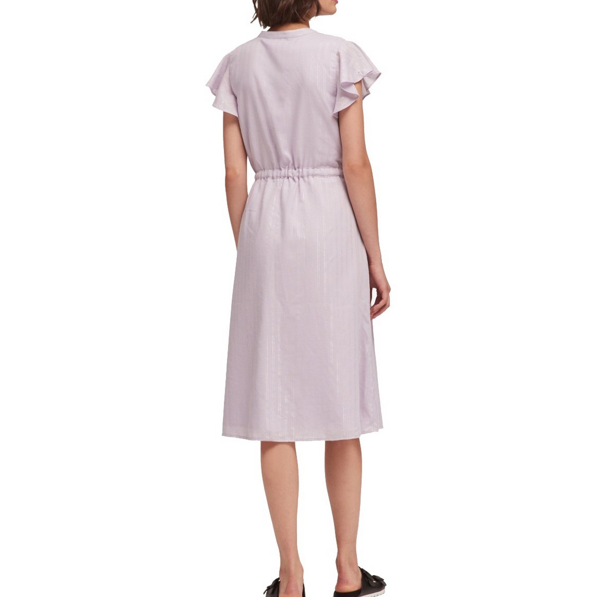 DKNY NEW Women's Shimmer-Stripe Flutter-sleeve Drawstring-Waist Dress ...