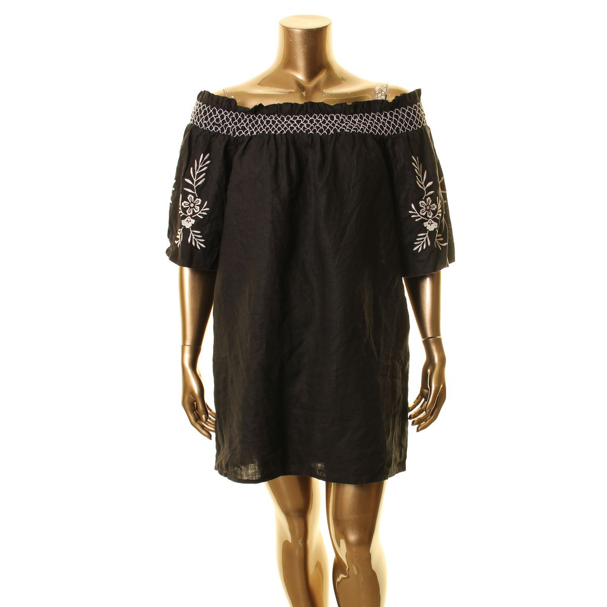 black linen shift dress