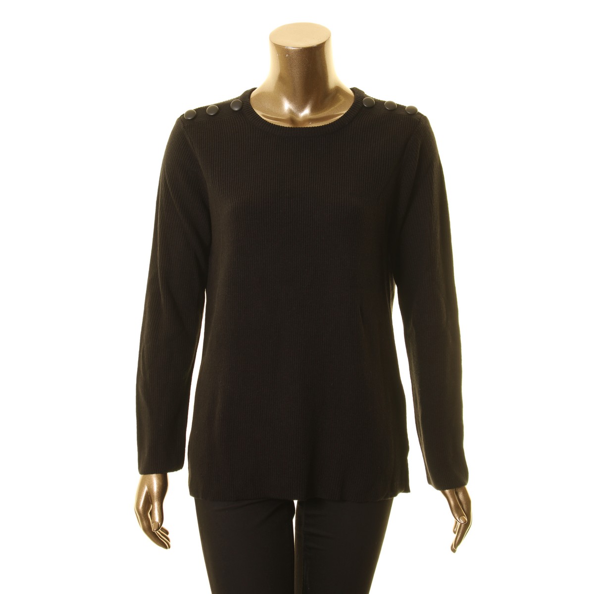 Calvin Klein Damen Pullover Knopfleiste Schulter gerippt Rundhals Oberteil TEDO - Bild 3 von 7