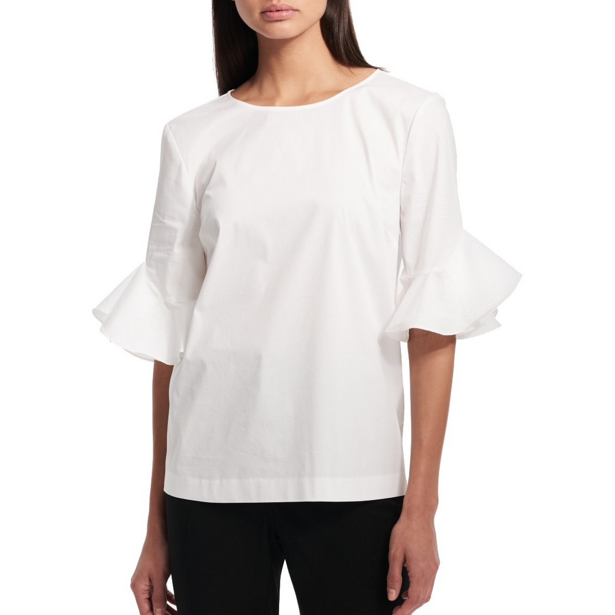 sheer ruffle sleeve top