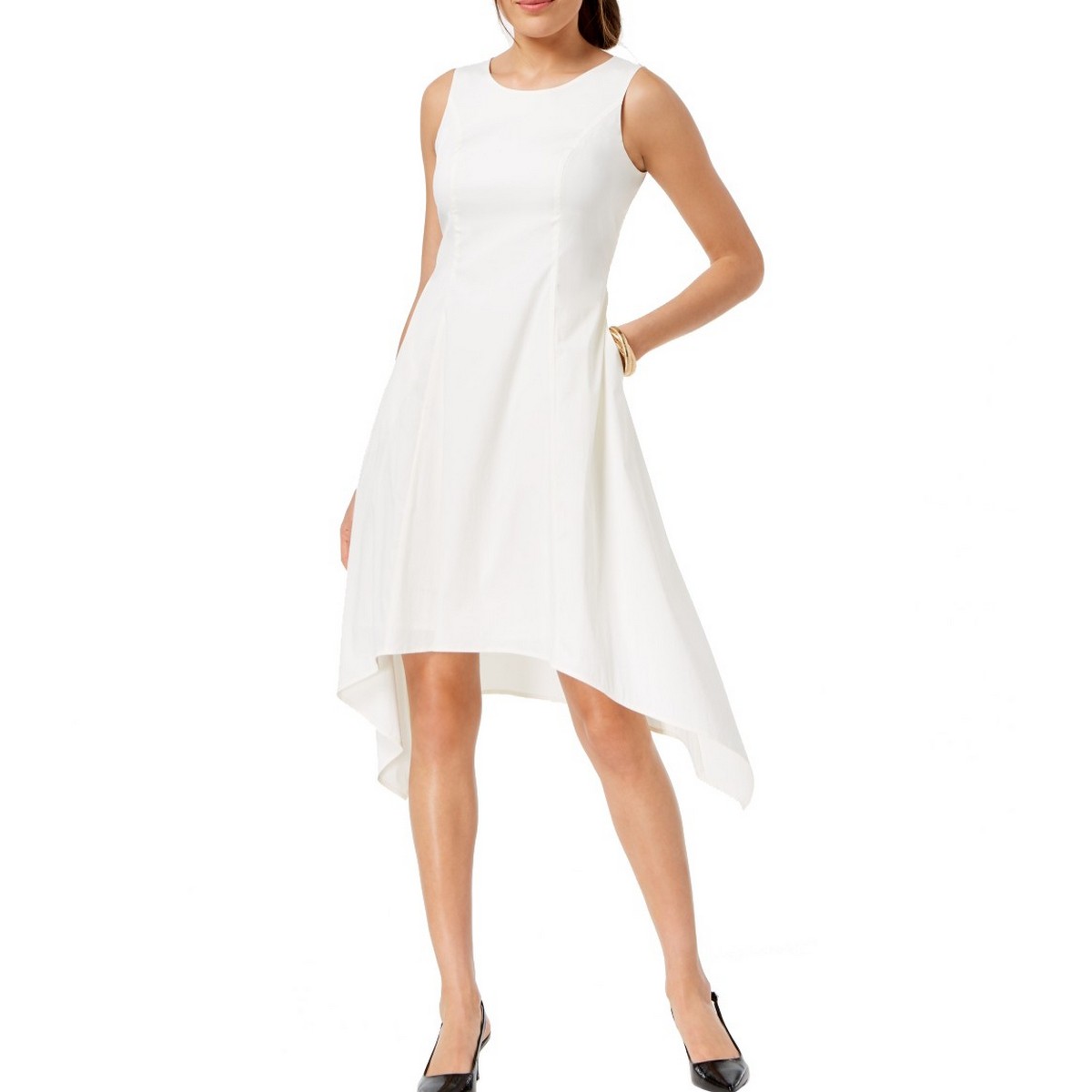 ALFANI NEW Women's Sleeveless Asymmetrical Pocket Fit & Flare Dress TEDO - Picture 4 of 5