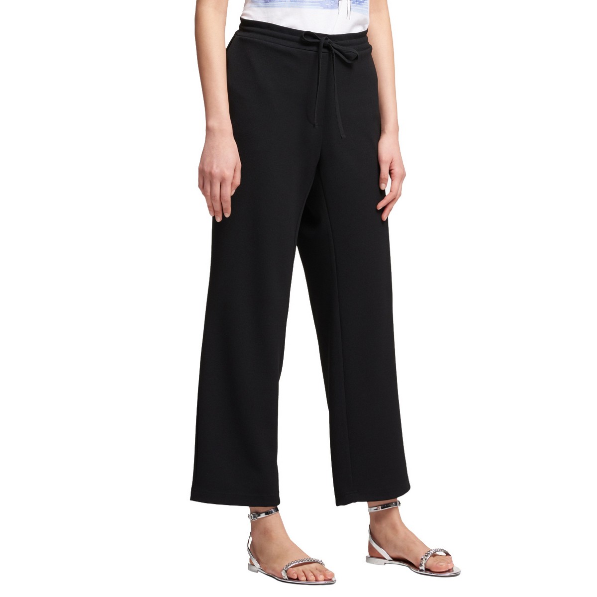 DKNY NEW Women's Black Pull-on Drawstring Wide-leg Casual Pants XS TEDO ...