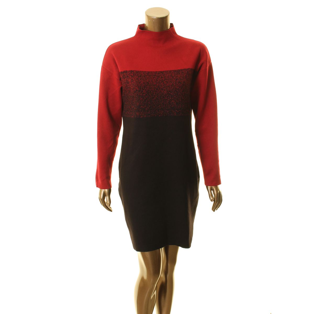 ANNE KLEIN NEW Women's Ombre Mock Neck Knit Mini Sweater Dress S TEDO ...