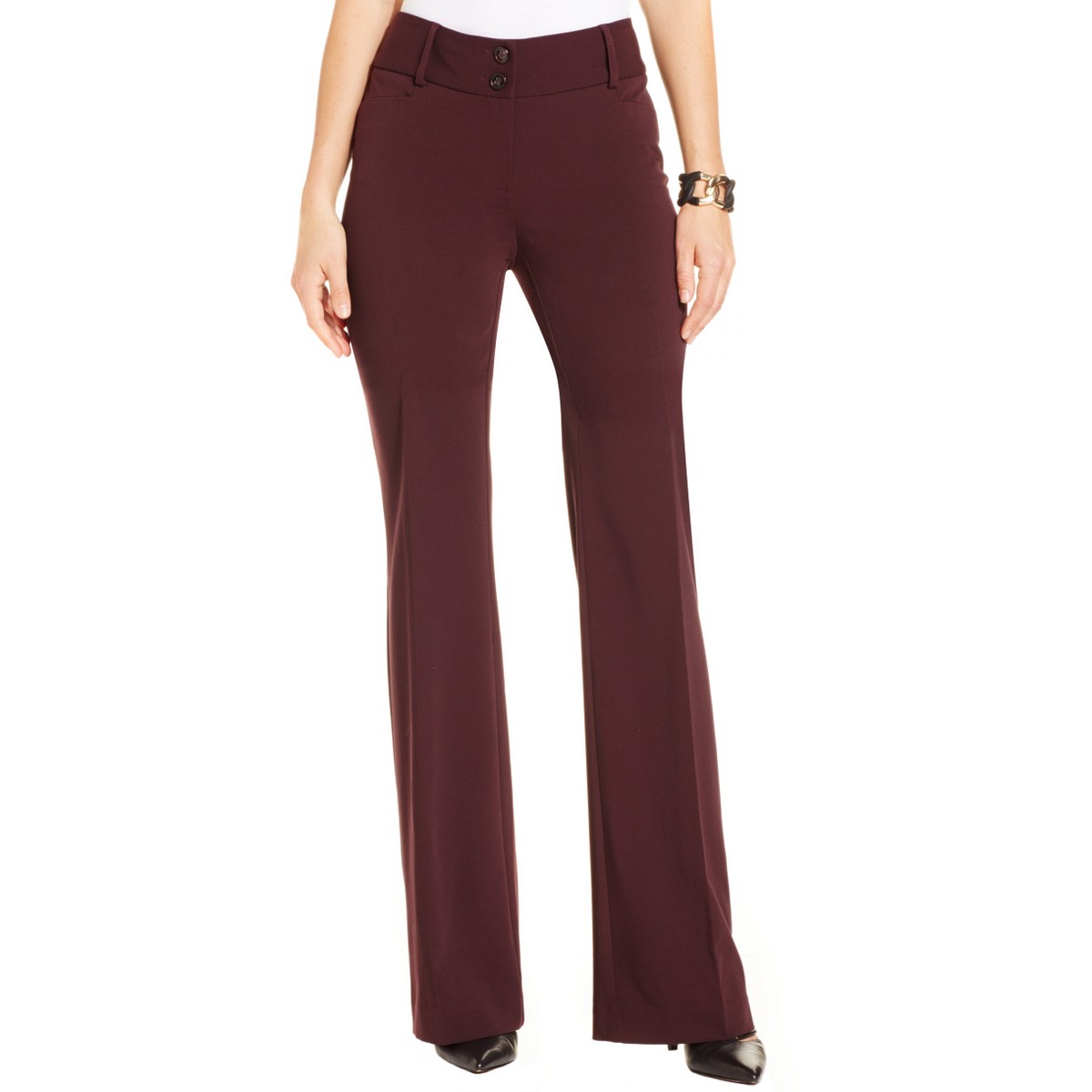 ALFANI NEW Women's New Wine Short Length Trouser Curvy Fit Dress Pants 0S TEDO | eBay