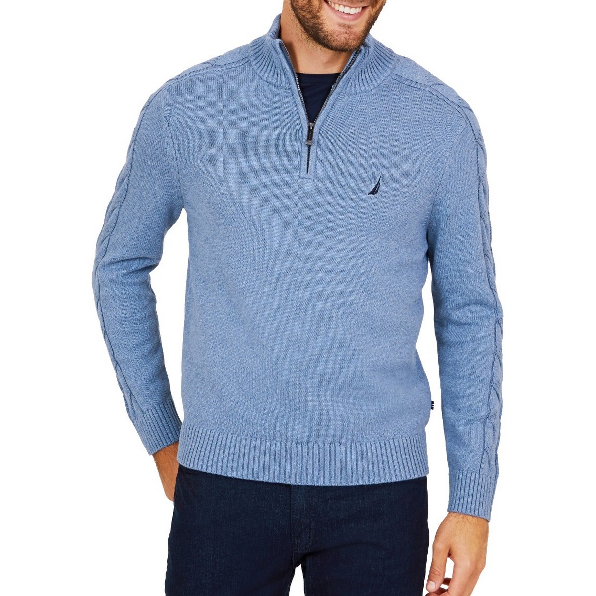 NAUTICA NEW Men's Ribbed Trim 1/4 Zip Sweater TEDO | eBay