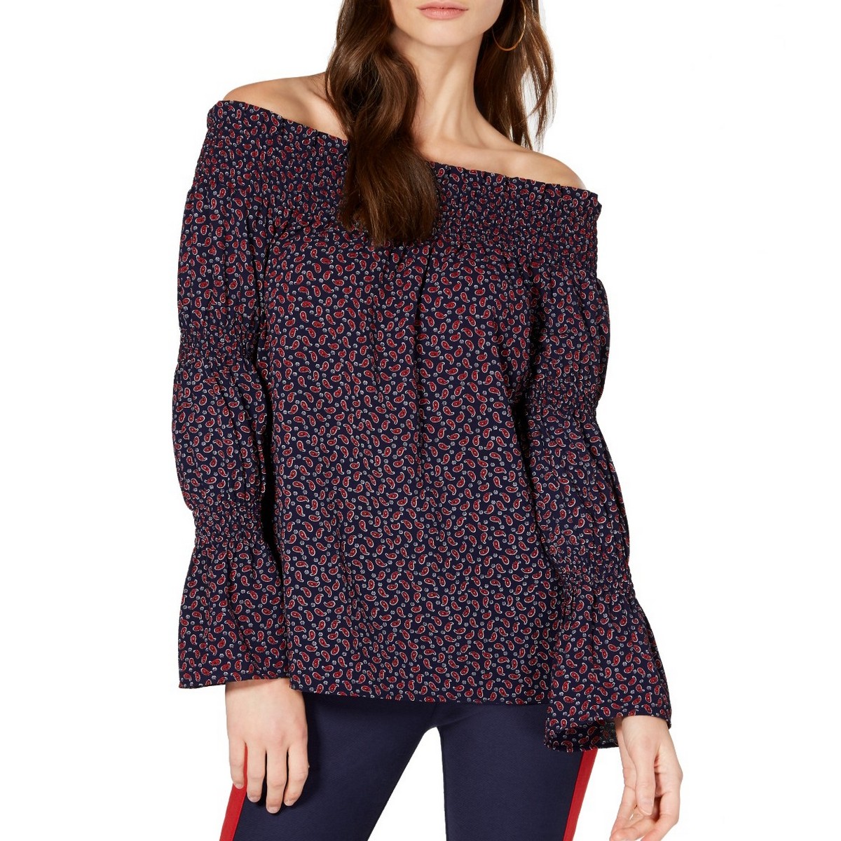 MICHAEL KORS Chemisier femme smocked hors de l'épaule haut XXS TEDO