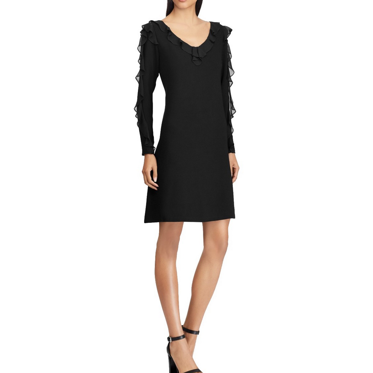 AMERICAN LIVING NEW Women's V-neck Ruffled Sleeve A-Line Dress TEDO