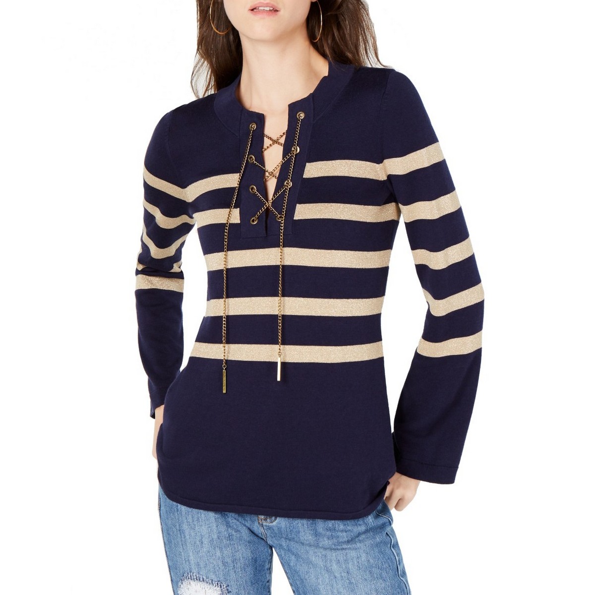 MICHAEL KORS トップス Logo Jacquard Short-Sleeve Sweater | Michael Kors [US]
