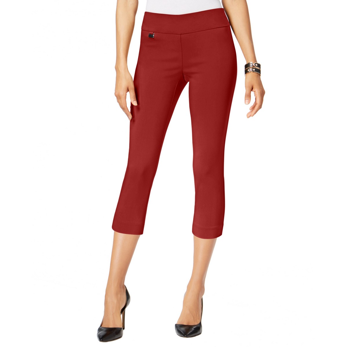 ALFANI NEW Women/'s Grey Tummy-control Pull-on Capris Cropped Pants TEDO