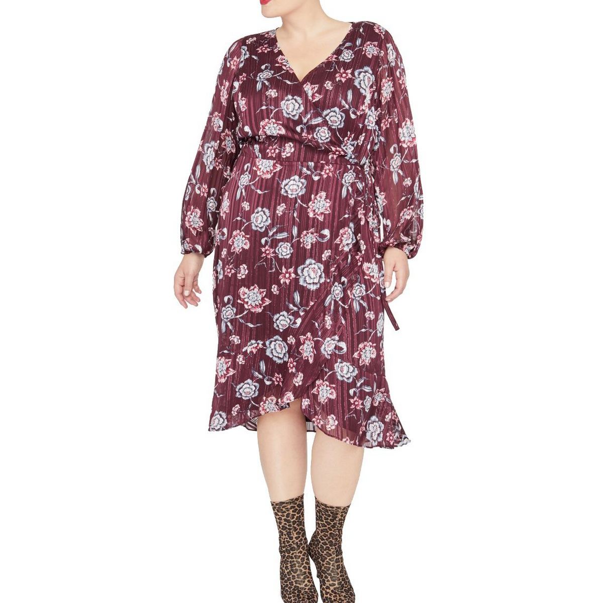 rachel roy metallic wrap dress