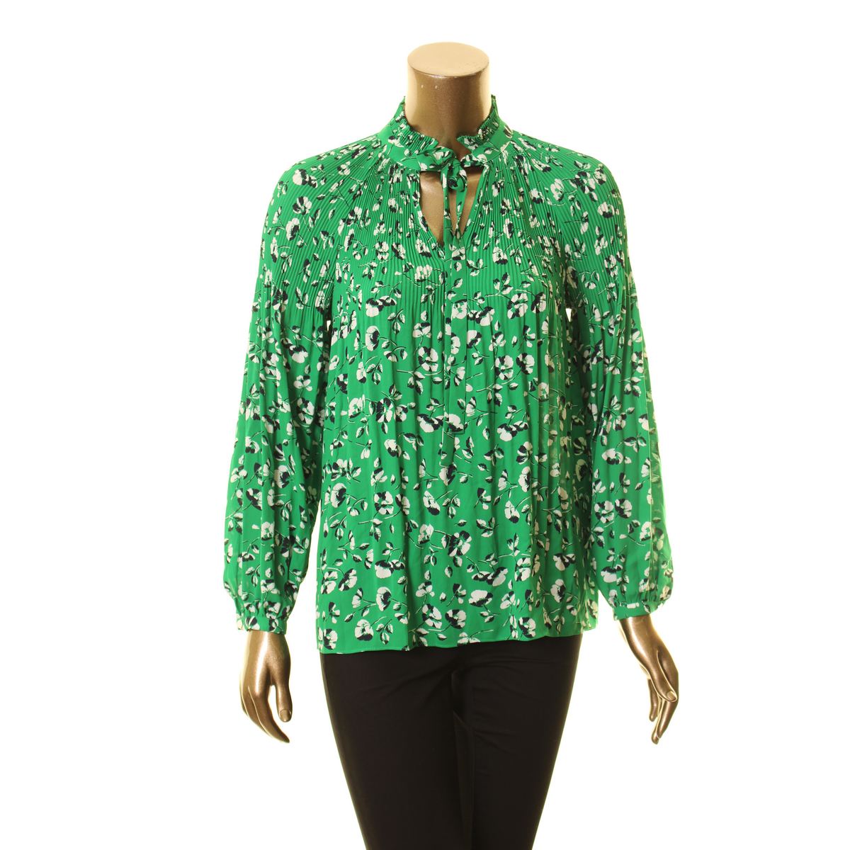 ralph lauren denim tie neck blouse