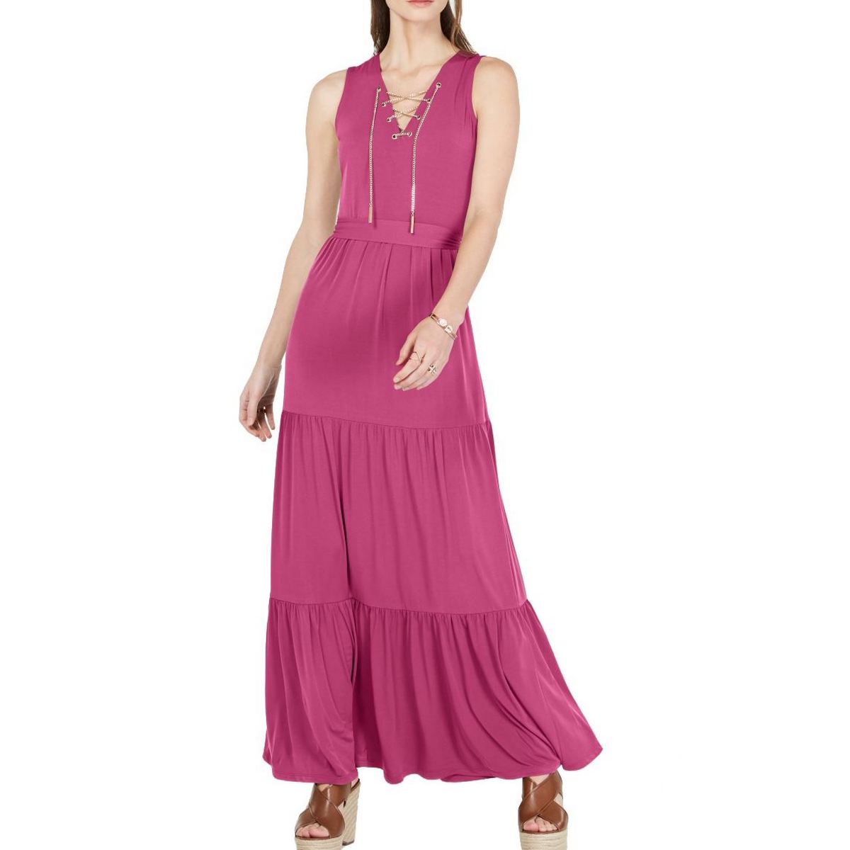 MICHAEL KORS NEW Women's Chain Lace-up Belted Maxi Dress TEDO $47.99 ...