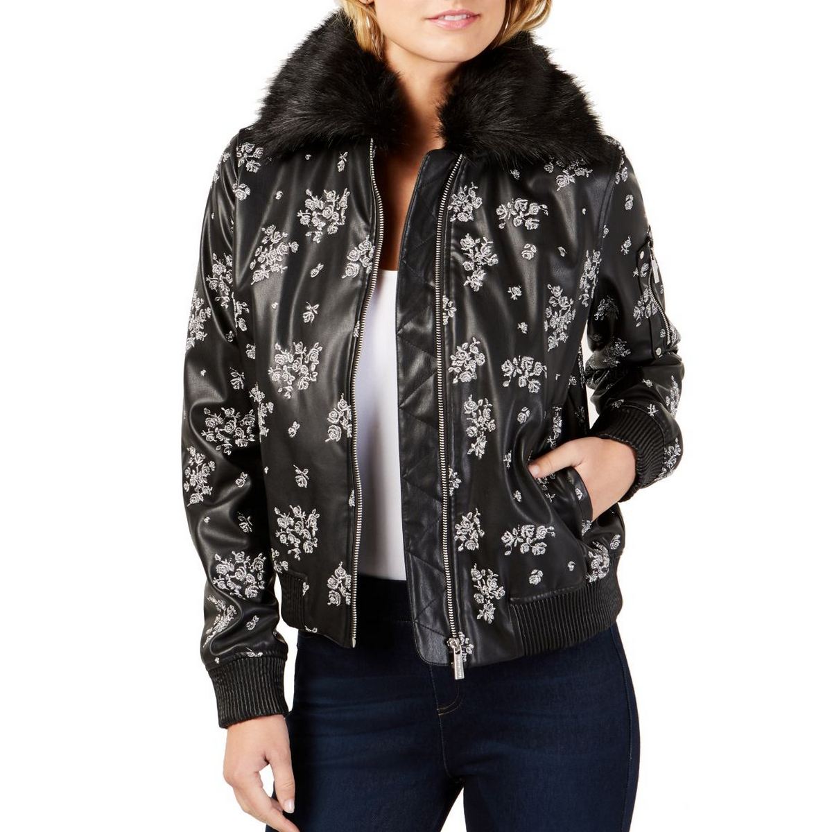 michael kors fur trimmed bomber jacket