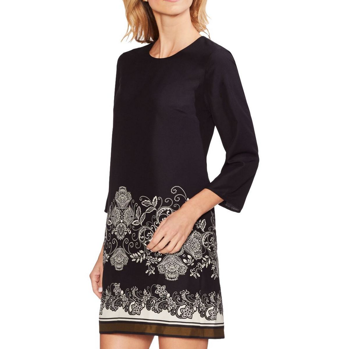 border print shift dress