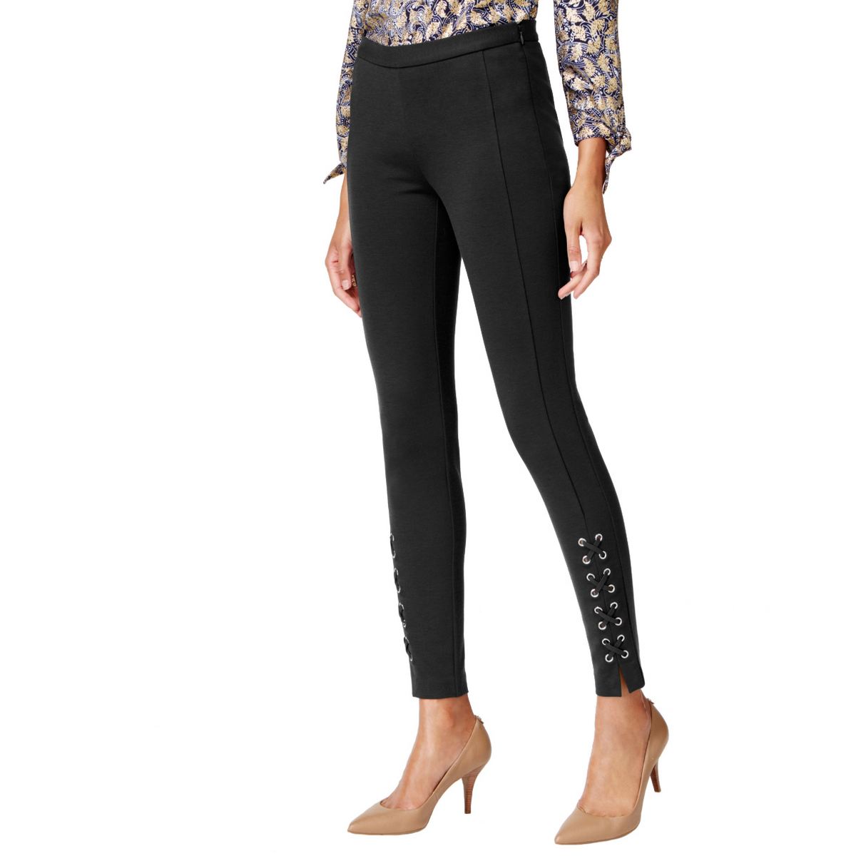 MICHAEL KORS NEW Women's Black Petite Lace-up Side Zip Casual Pants 14P ...