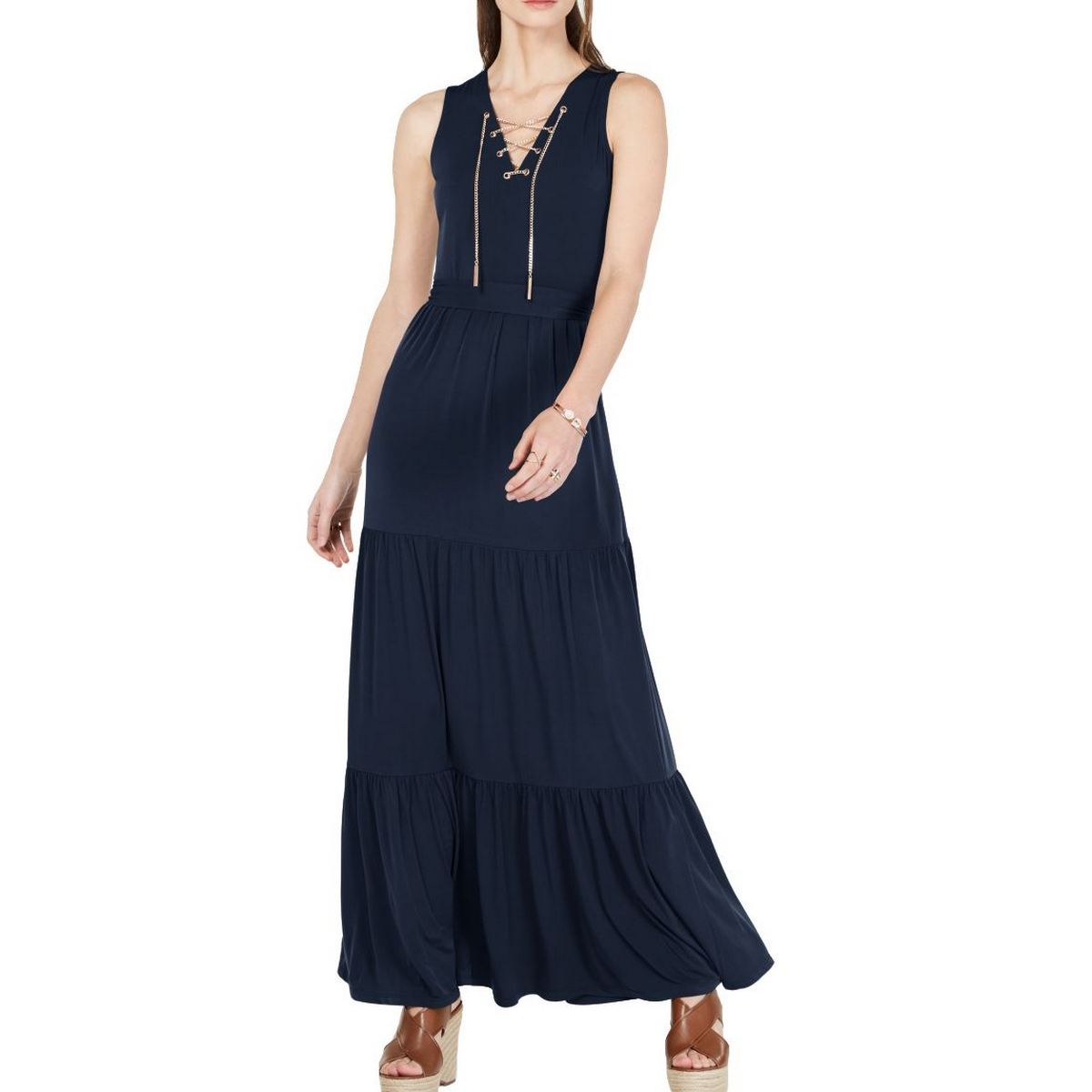 MICHAEL KORS NEW Women's Petite Chain Lace-up Maxi Dress TEDO | eBay