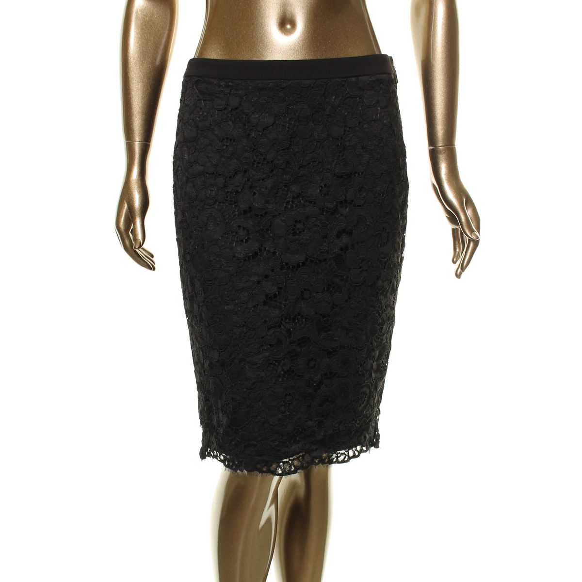 KARL LAGERFELD NEW Women's Scalloped Lace Side Zip Straight