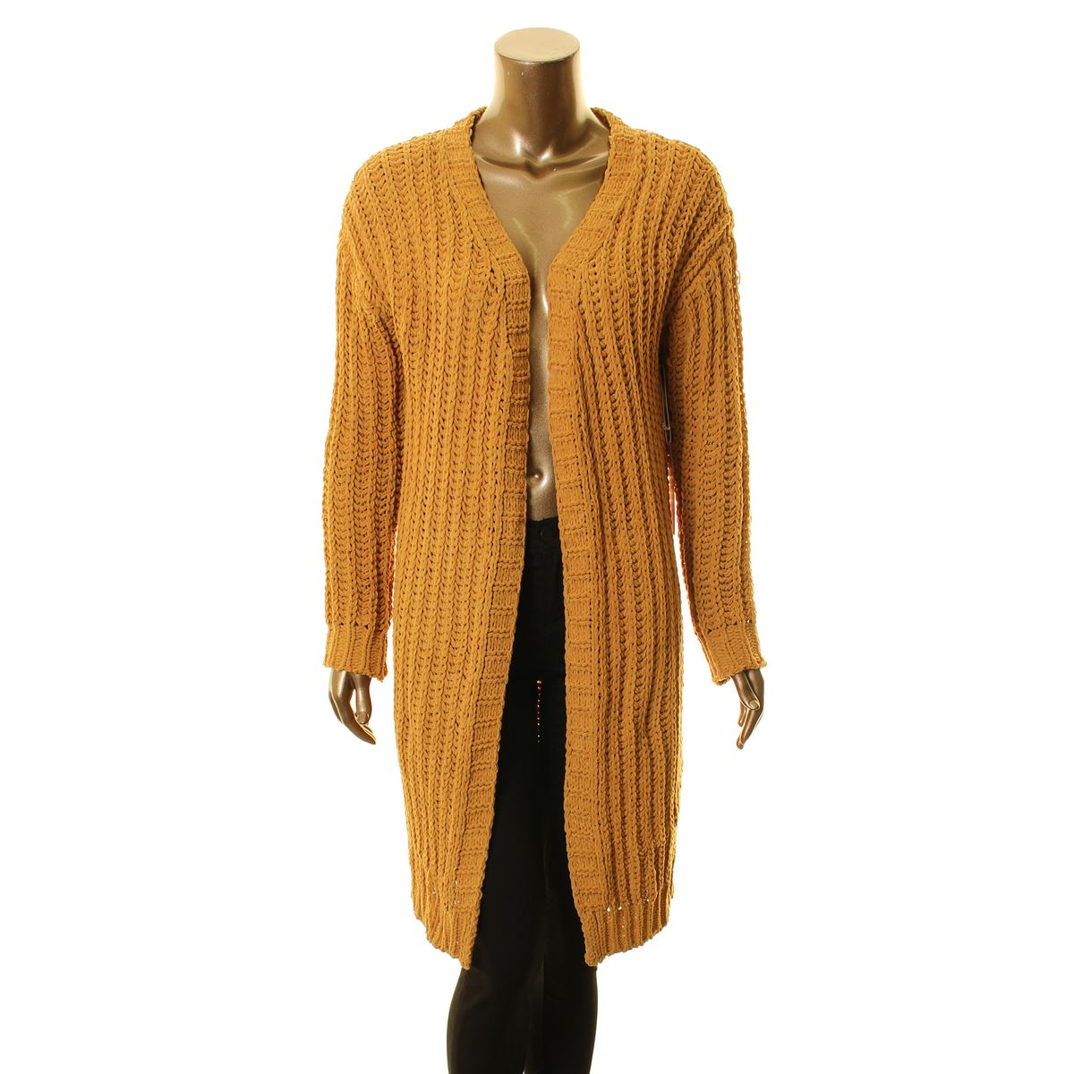 long mustard cardigan