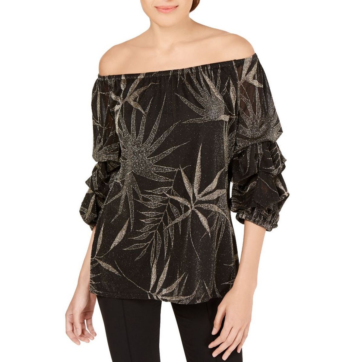 metallic off the shoulder top