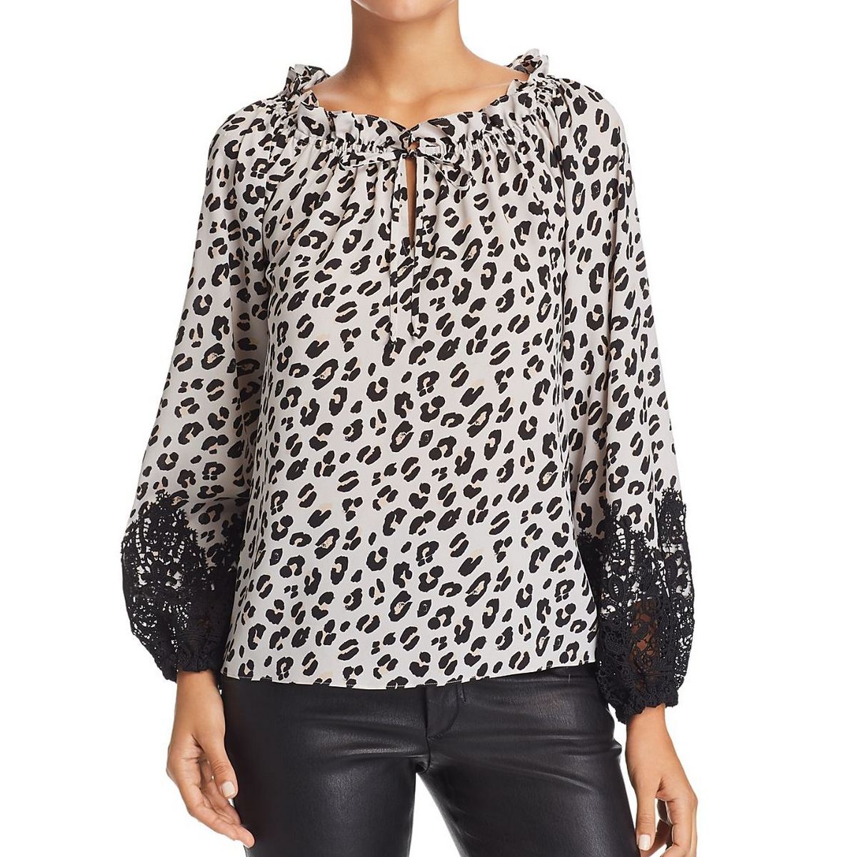 LE GALI Women's Camie Printed Off-the-shoulder Lace Trim Blouse Shirt Top TEDO - Picture 5 of 6