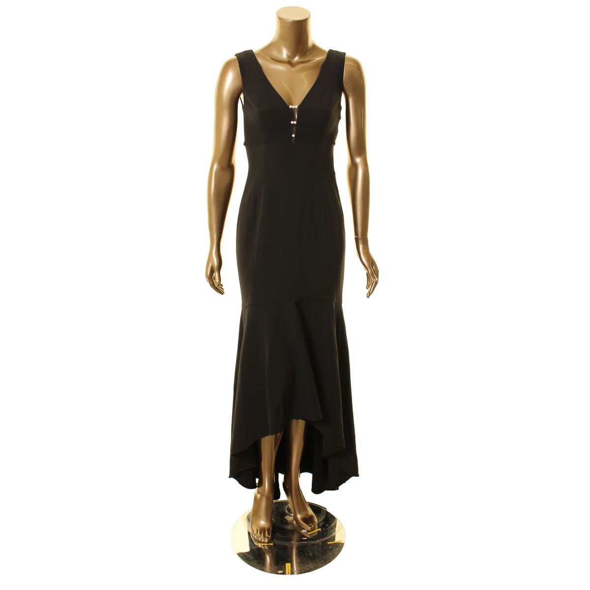 KARL LAGERFELD PARIS NEW Women's Black High-low V-neck Ball Gown Dress ...