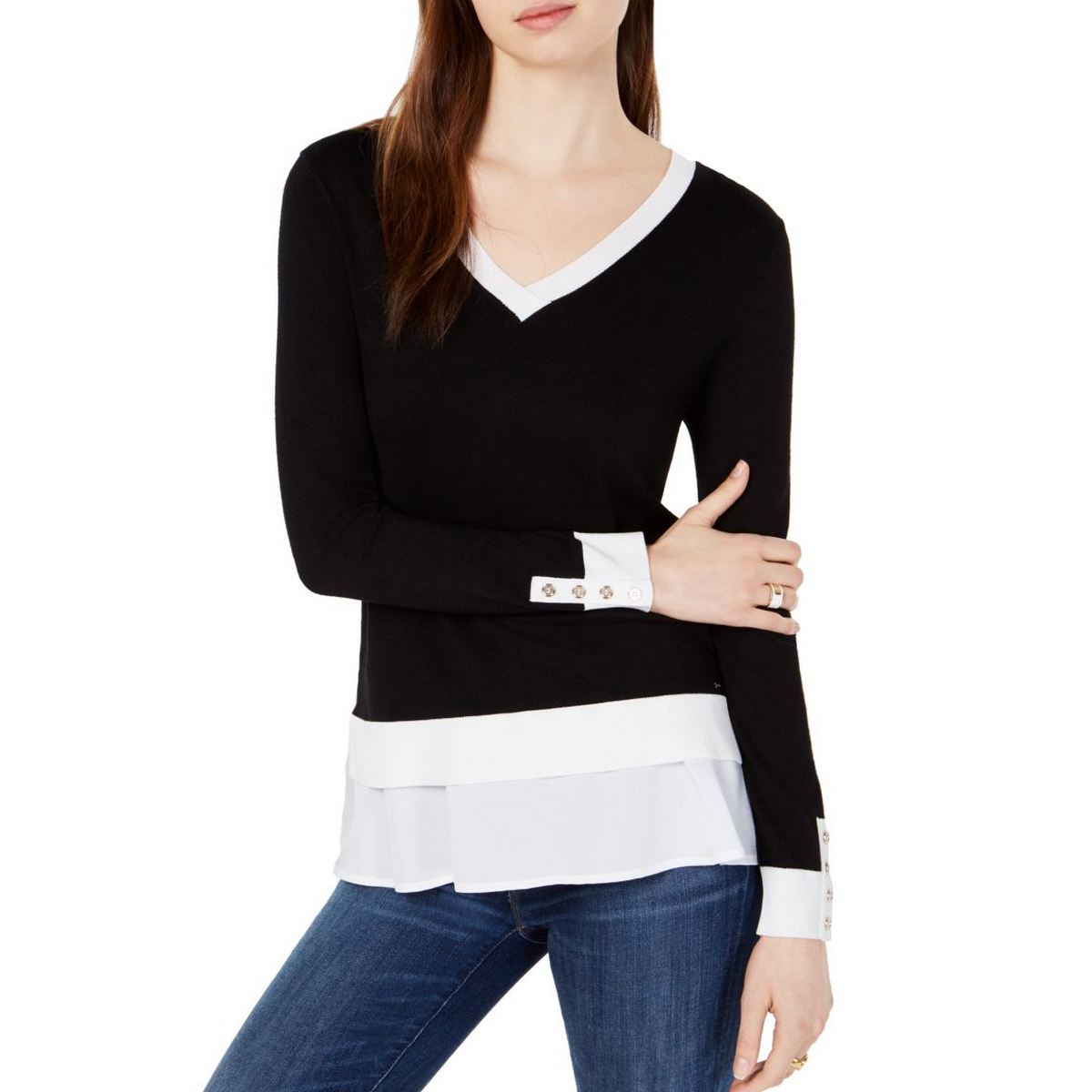 tommy hilfiger layered look sweater