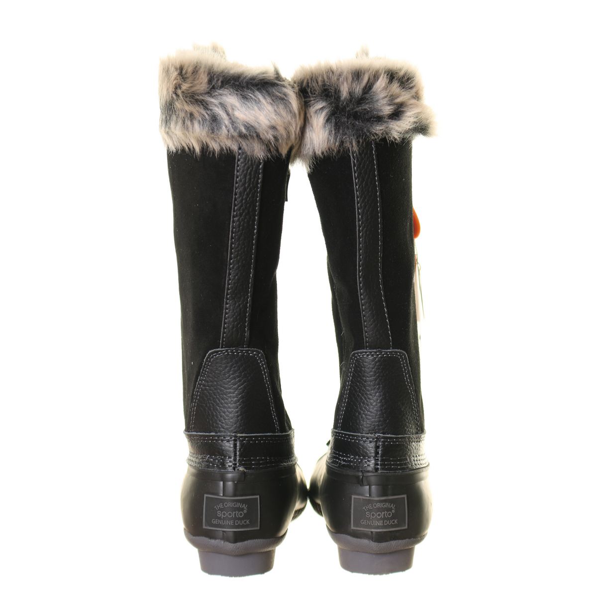 Sporto Duck Boots Natasha size 8.5 black faux suede and fur lining/cuff ...