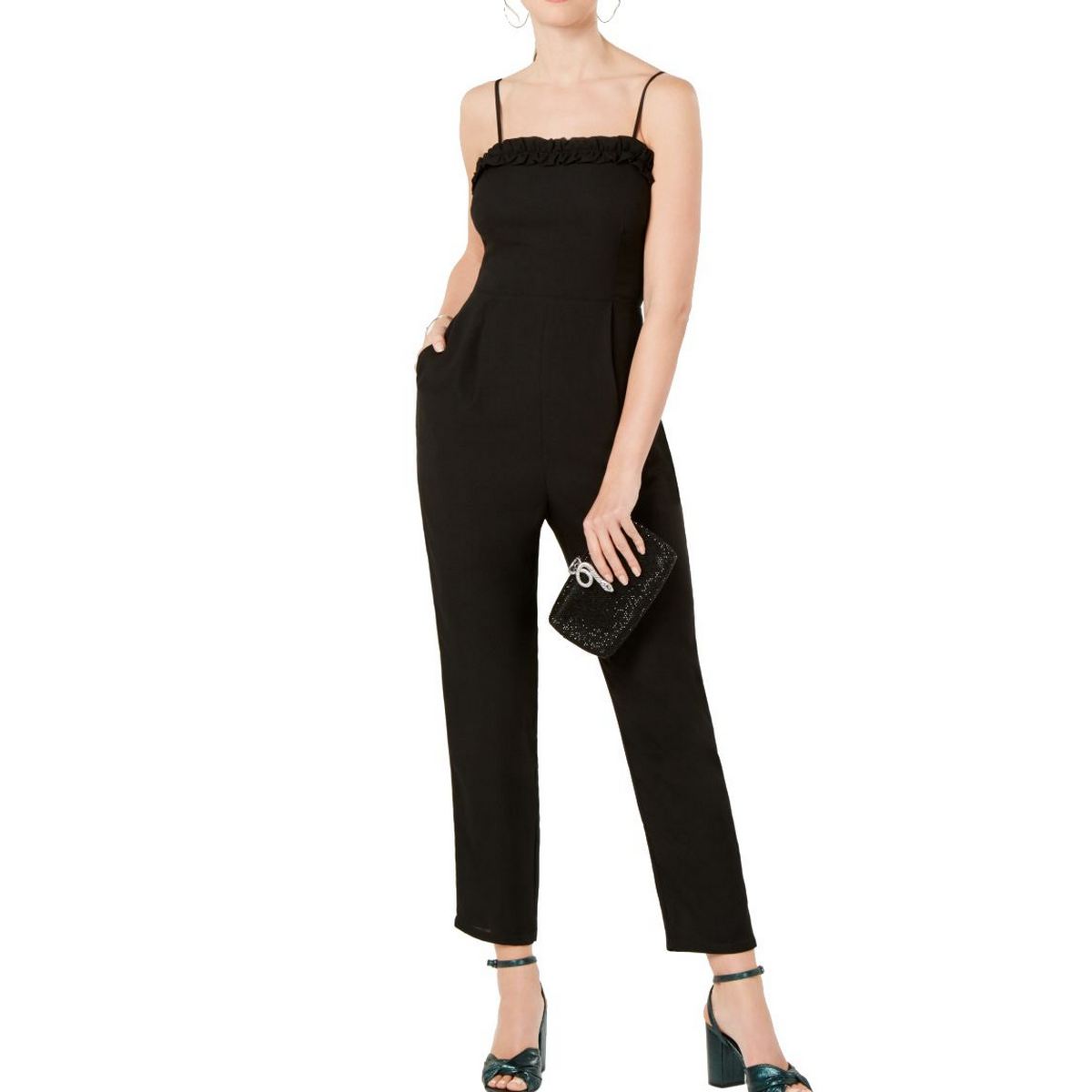 19 COOPER NEW Women's Ruffle-trim Spaghetti-strap Jumpsuit