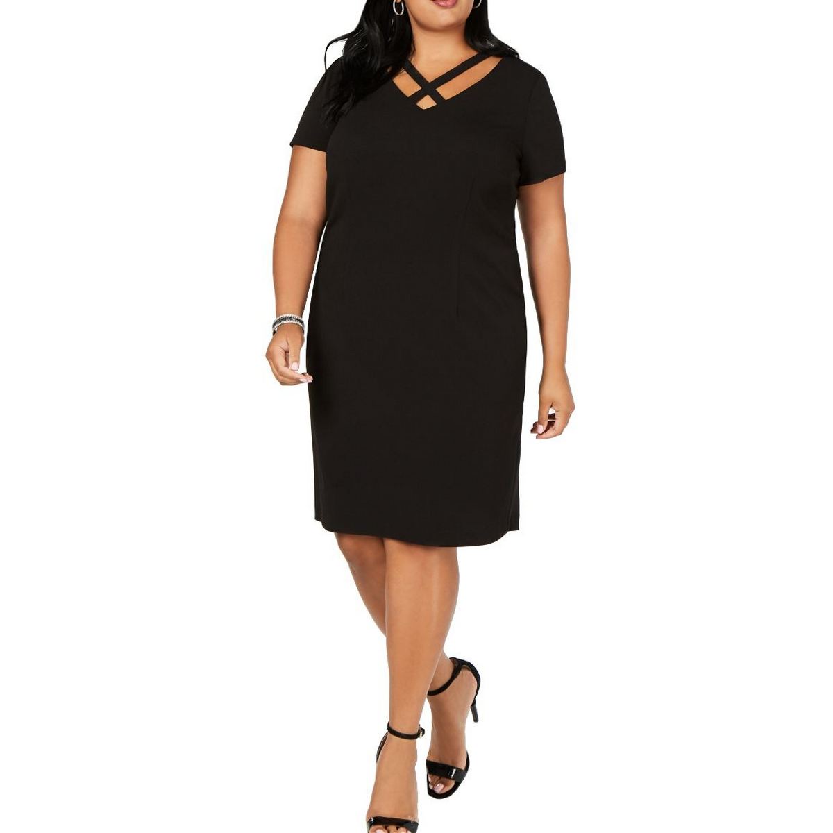 Connected Apparel Womens Black Crepe Wear to Work Dress Plus 18w BHFO ...