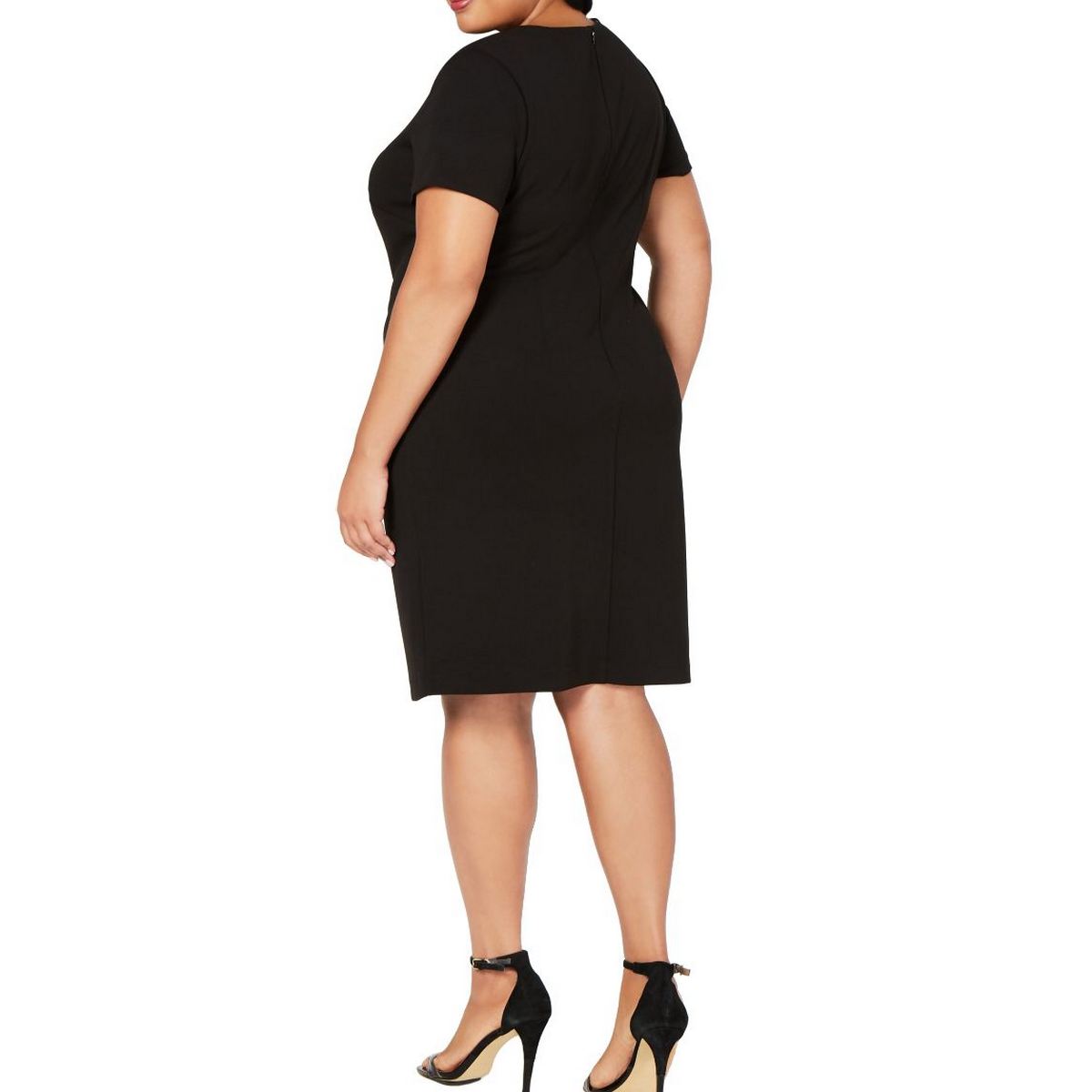 CONNECTED APPAREL NEW Women's Black Plus Size Crisscross Sheath Dress ...