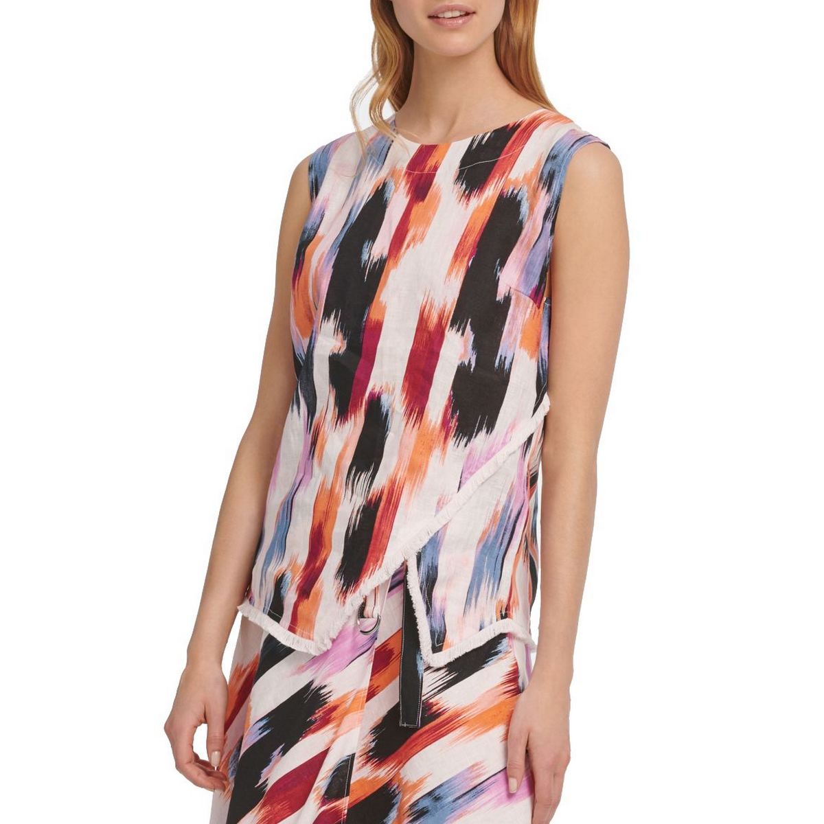 dkny printed asymmetrical dress