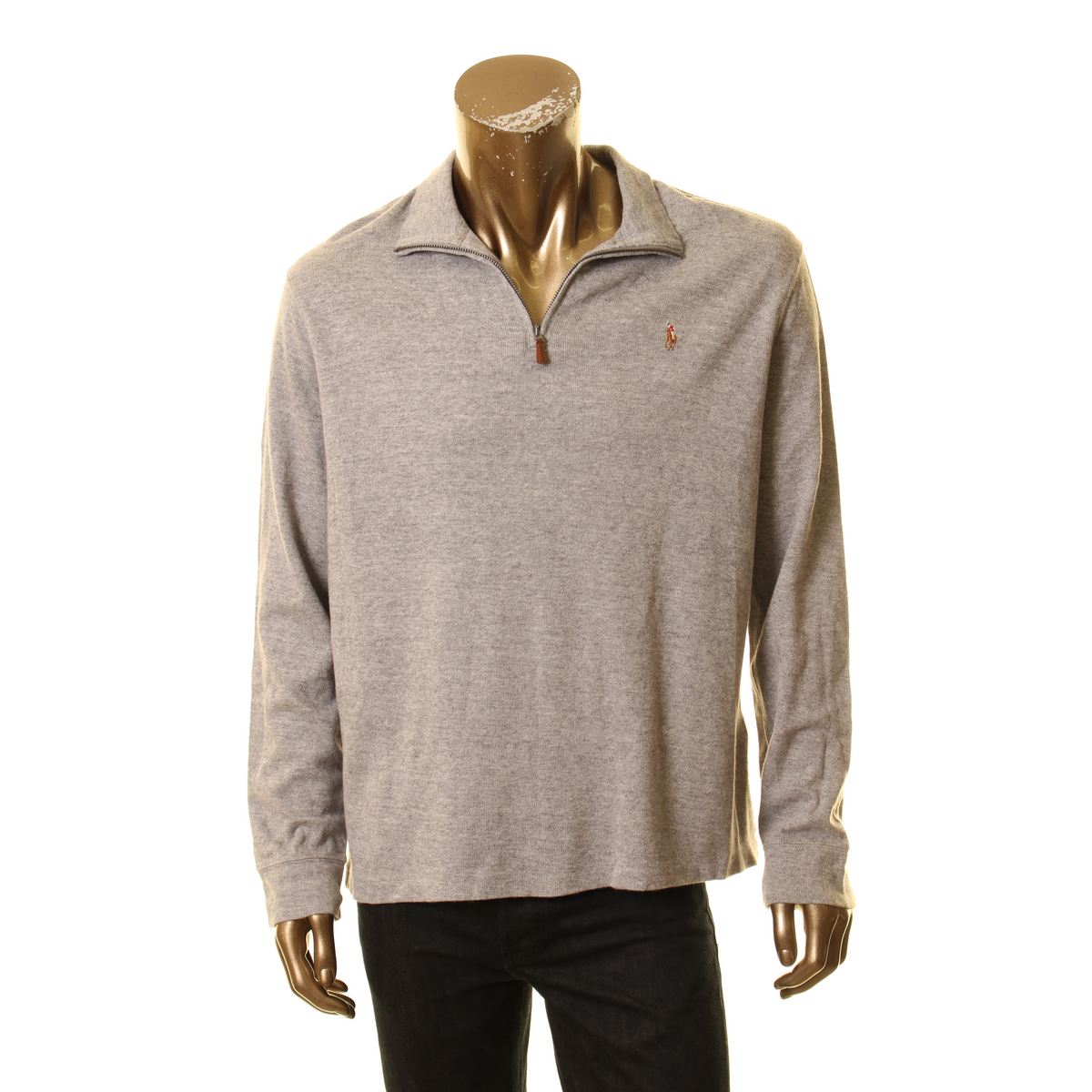 Download POLO RALPH LAUREN NEW Men's Gray Estate-rib Mock-neck 1/2 ...