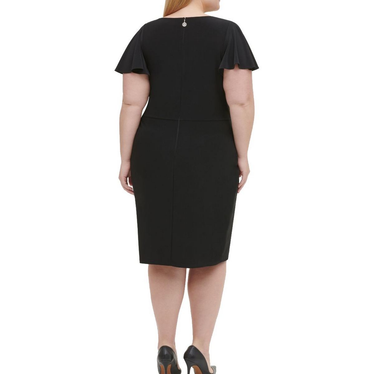 TOMMY HILFIGER NEW Women's Black Plus Size Flutter-sleeve Sheath Dress ...