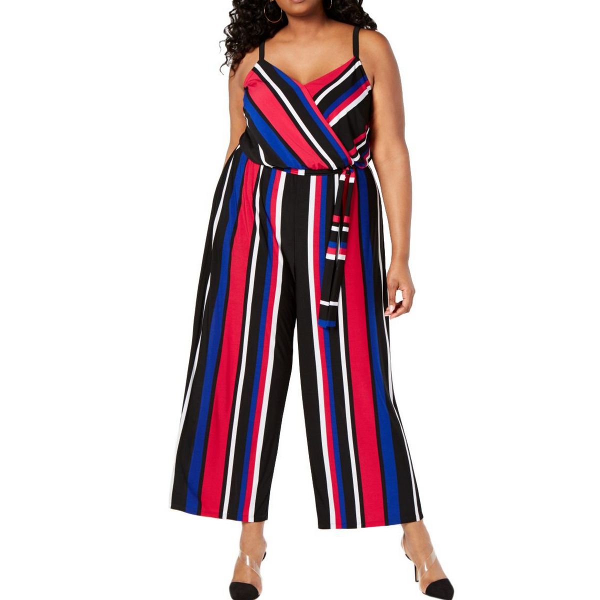 plus size striped jumpsuit