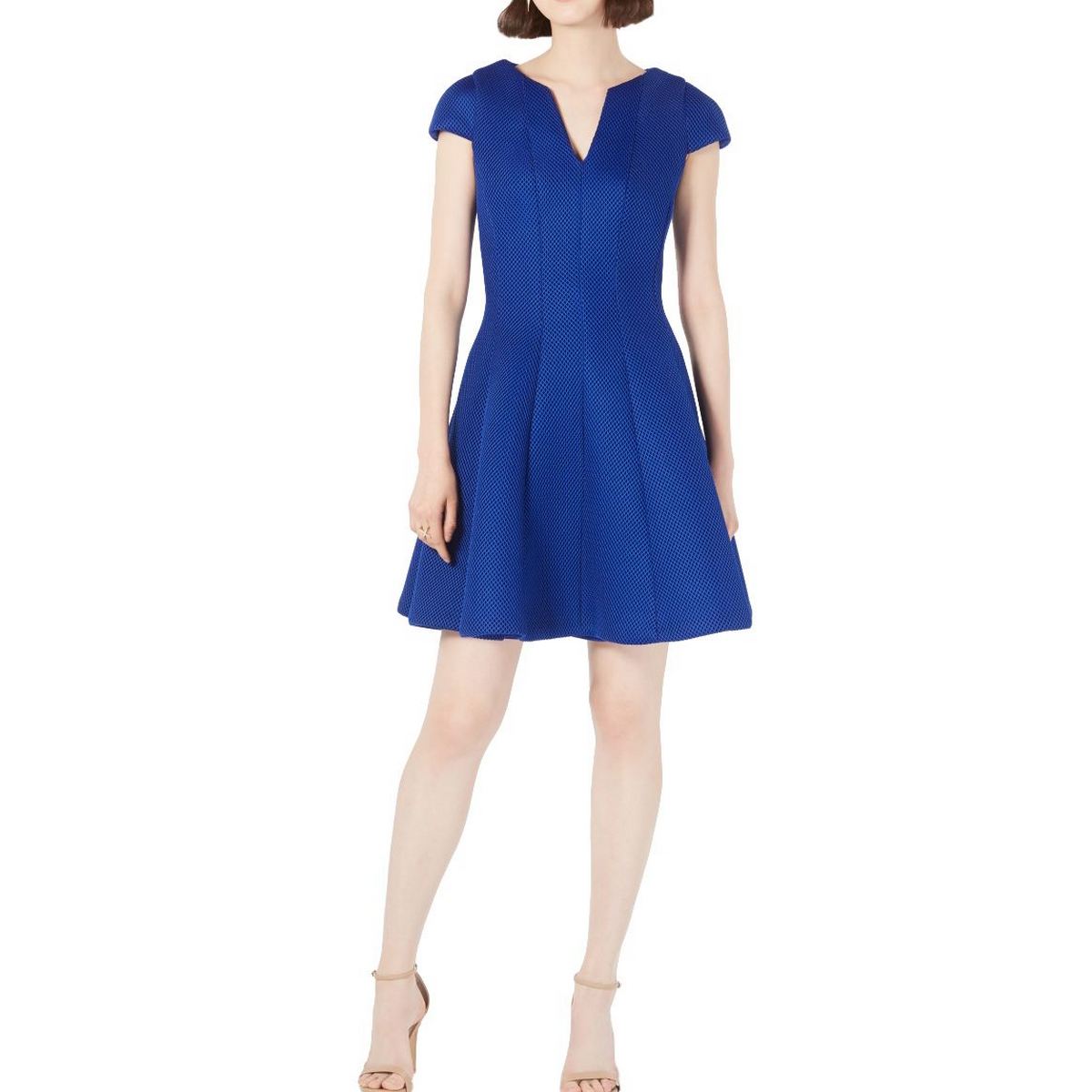 cobalt blue fit and flare dress