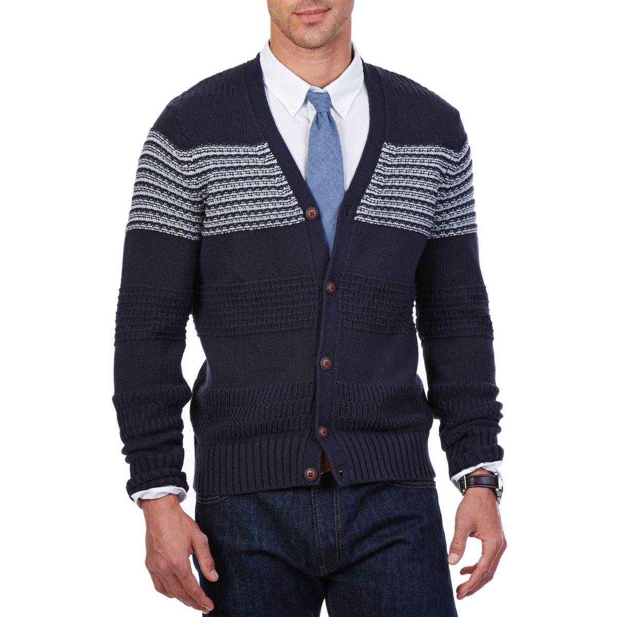 mens navy cardigan sweater