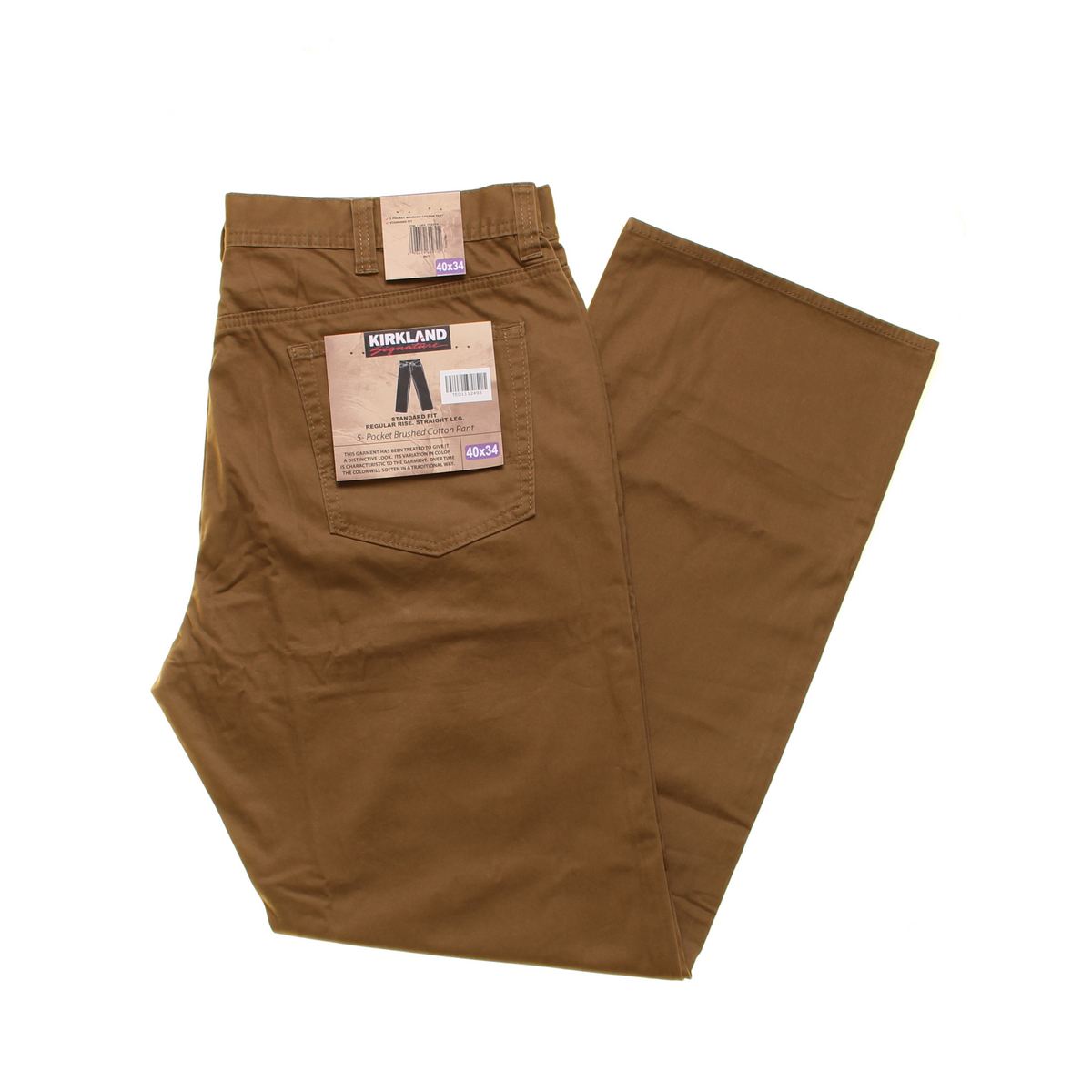 KIRKLAND SIGNATURE Men's 5 Pocket Brushed Cotton Straight Fit Pants ...