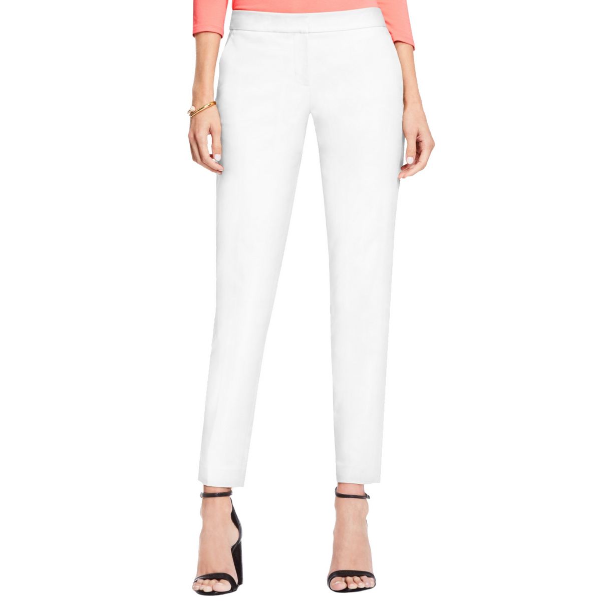 VINCE CAMUTO NEW Women's White Solid Cotton Blend Ankle Casual Pants 4 ...