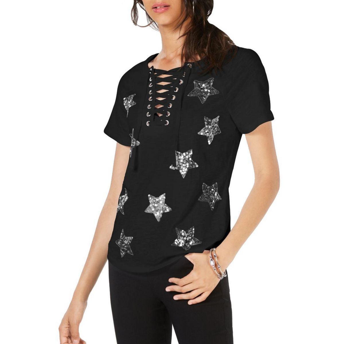 lace up neck top
