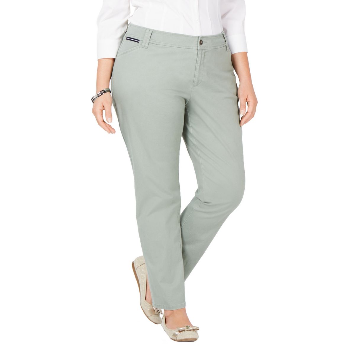 CHARTER CLUB NEW Women's Sage Green Plus Size Slim Leg Casual Pants 20W ...